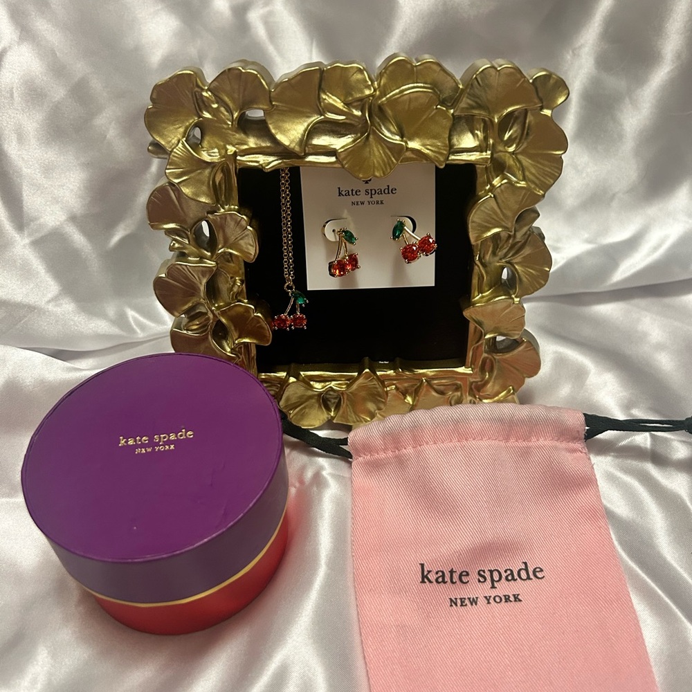 NWT Kate Spade Ma Cherie Cherry Earrings and Necklace Set